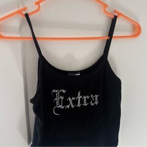 Fashion Nova Black Camisole with Rhinestone Detail